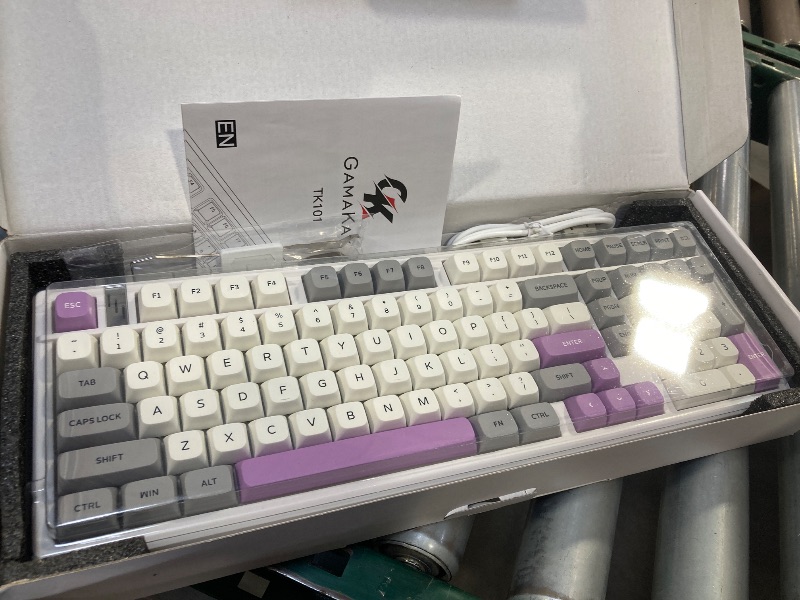 Photo 1 of GK GAMAKAY TK101 98% Mechanical Keyboard with Number Pad, Hot Swappable, Pre-lubed Tactile Switches, Tri-Mode Bluetooth/2.4GHz/USB-C 101 Keys RGB Backlit Gaming Keyboard (White&Gray, Pluto Swicth)