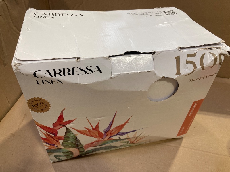 Photo 1 of Carressa Linen 100% Egyptian Cotton King Size Sheets Set - Luxury 1500 Thread Count Egyptian Cotton Sheets King Size (4 PC, White), 17" Deep Pocket, Silky Soft, Cooling Sateen Bedding