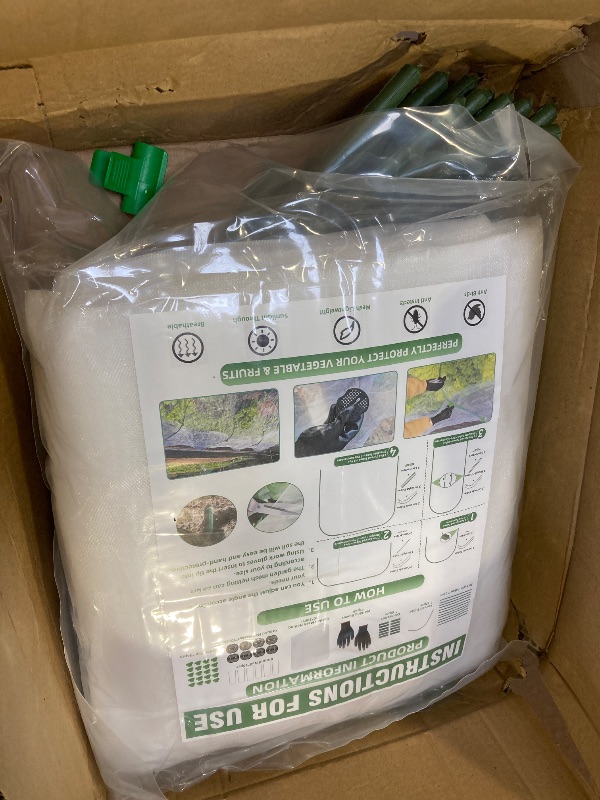 Photo 1 of Garden Netting Kit, 10x30 Ft Pest Barrier Bird Ultra Fine Mesh Netting with 6Sets Garden Hoops & 36 Clips for Raised Beds, Garden Plants Net Protection for Vegetable Fruit Flowers Greenhouse Row Cover