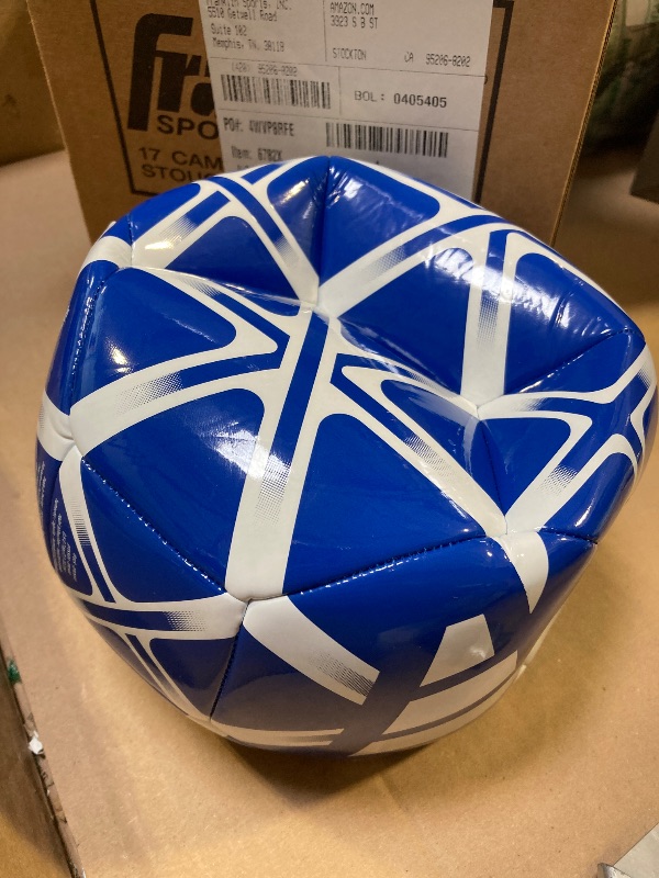 Photo 1 of adidas Unisex Starlancer Club Soocer Ball, Blue/White, 4