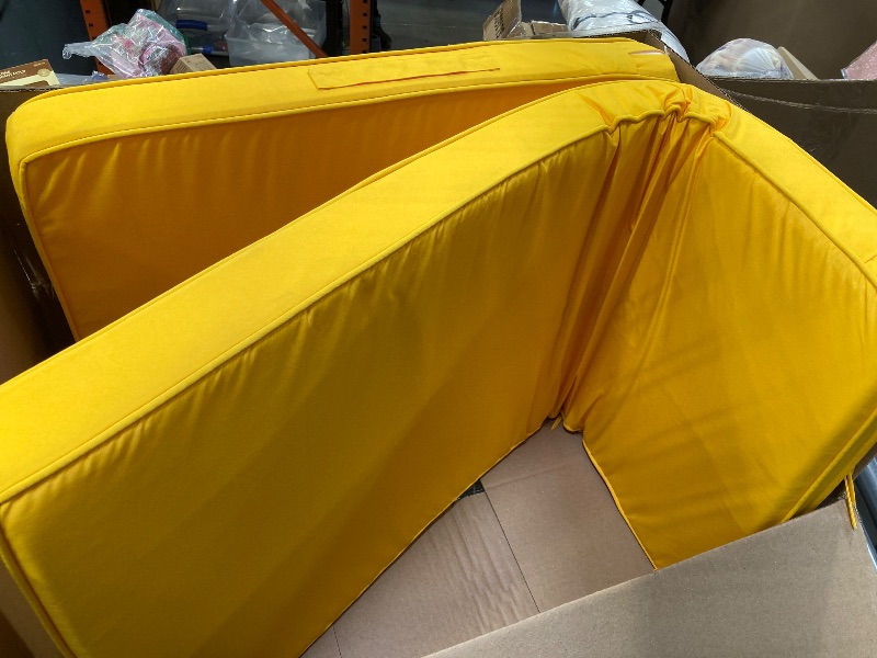 Photo 1 of Basic Beyond Chaise Lounge Cushions Outdoor, 3-Layer Waterproof Outdoor Furniture Cushions with Removable Cover and 4 Ties, 72"x21"x3" Patio Lounge Chair Cushions for Outdoor Furniture, Yellow