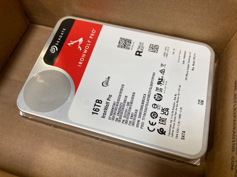 Photo 1 of Seagate IronWolf Pro, 16 TB, Enterprise NAS Internal HDD –CMR 3.5 Inch, SATA 6 Gb/s, 7,200 RPM, 256 MB Cache for RAID Network Attached Storage (ST16000NT001)
