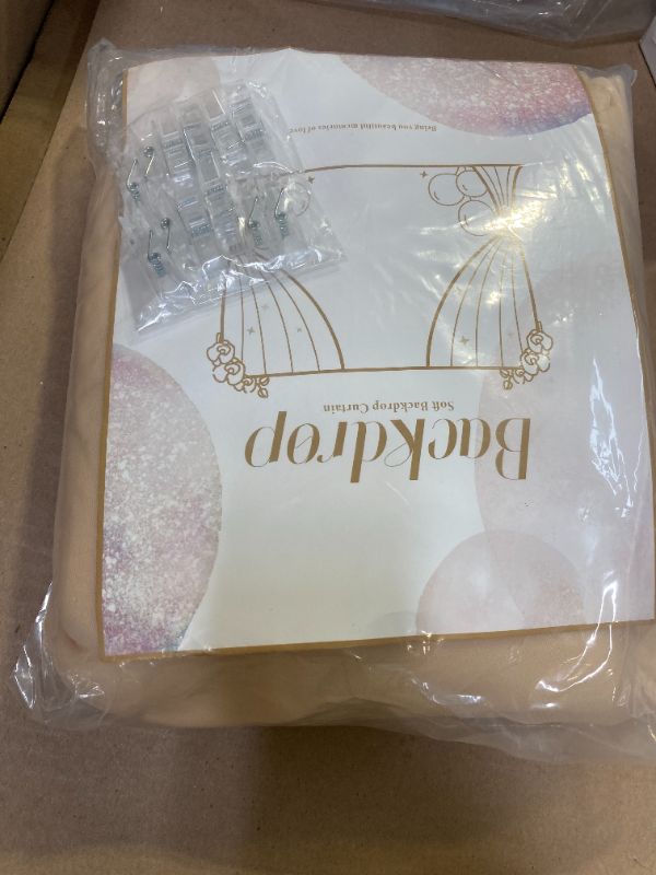 Photo 1 of 10x8ft Champagne Tulle Backdrop Curtain with Lights String for Parites, Sheer Backdrop Curtains for Wedding Baby Shower Birthday Party Photo Shoot Decorations