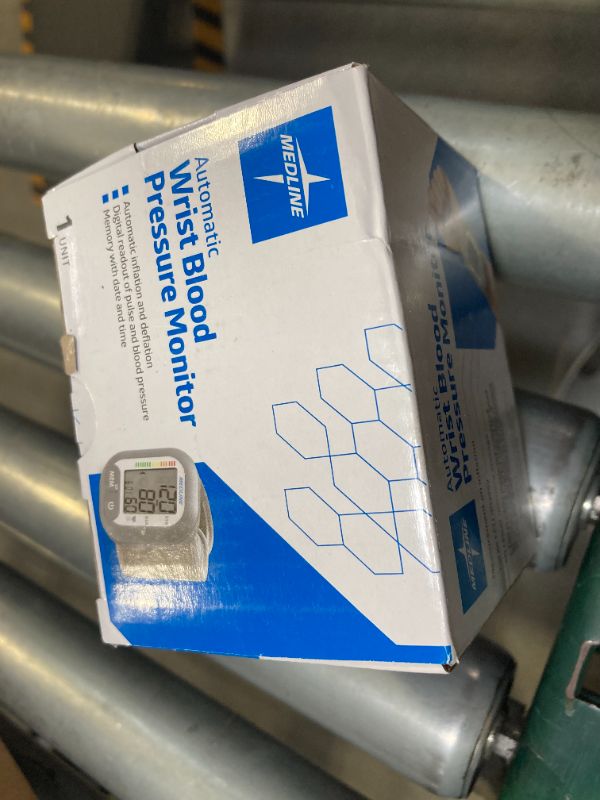 Photo 1 of Medline Digital Wrist Blood Pressure Monitor, Wearable, Digital LCD Display, Stores Up To 60 Readings, Batteries Included