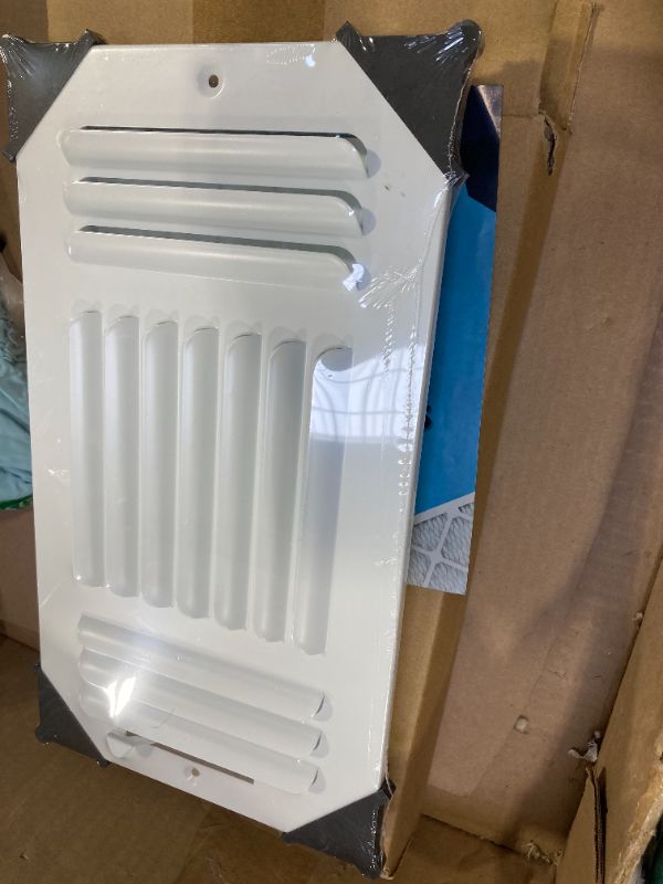Photo 1 of Fits 12x6 Duct Opening 3 Way Fixed Curved Blade Air Supply Diffuser by Handua | Register Vent Cover Grille for Sidewall and Ceiling | White | Outer Dimensions: 13.75" X 7.75"