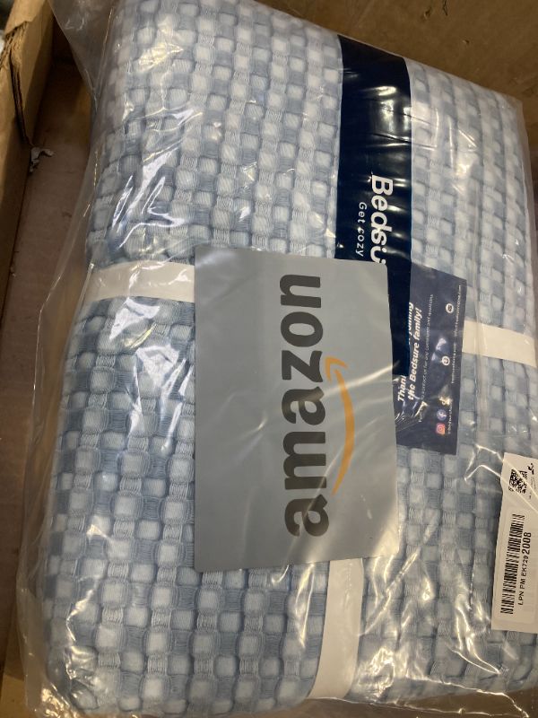 Photo 1 of Bedsure Cooling Cotton Waffle Oversized King Blanket - Lightweight Breathable Rayon Derived from Bamboo for Hot Sleepers, Luxury Throws for Bed and Sofa, Sky Blue, 120x96 Inches