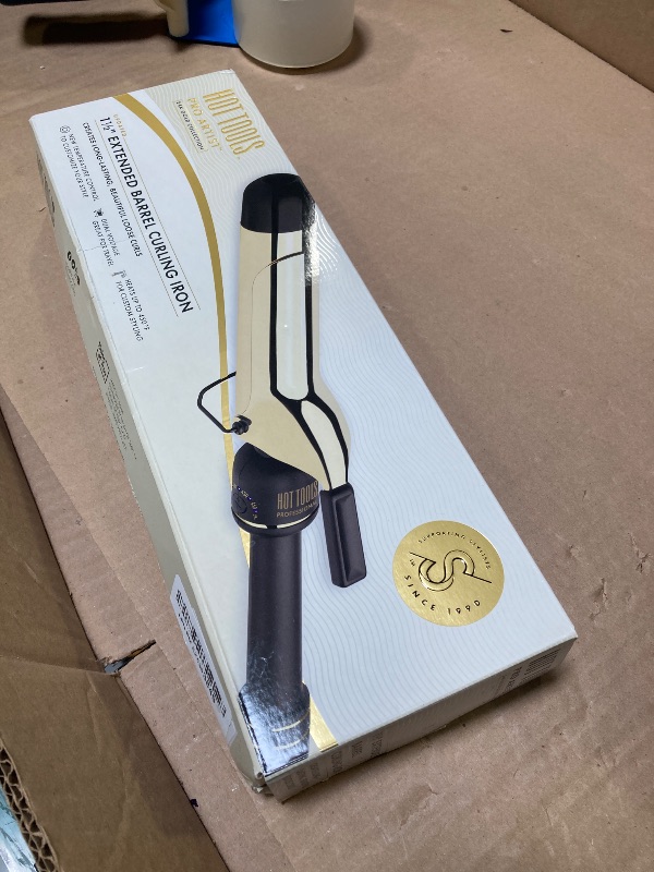 Photo 1 of HOT TOOLS 24K Gold Professional 1 1/2" Extended Barrel Curling Iron with Clamp for Loose Curls - 24K Gold Technology for Long-Lasting Results & Longer Barrel for Easy Styling