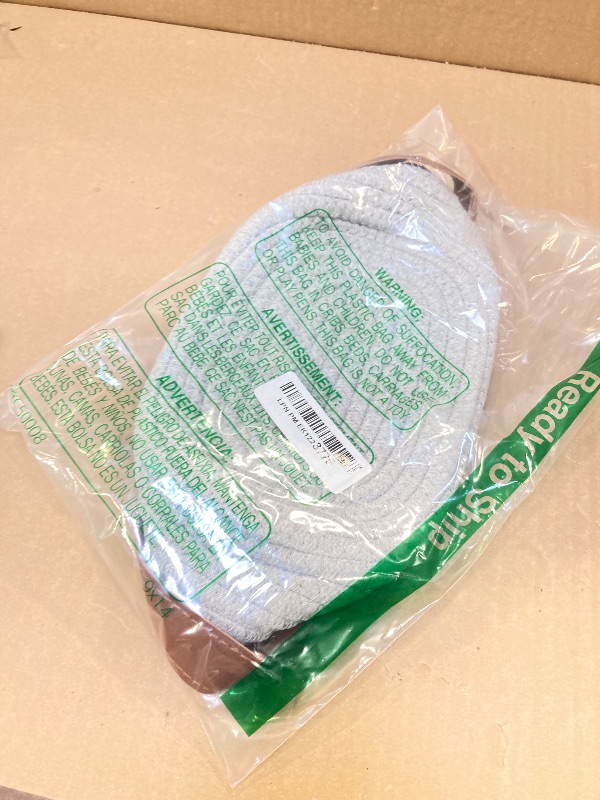 Photo 1 of ABenkle Small Storage Basket, Mini Rope Woven Baskets, Cute Shelf Closet Storage Organizer, Boho Decorative Toy Bin for Nursery, Living Room, Spa, Empty Gift Basket - XS,Grey