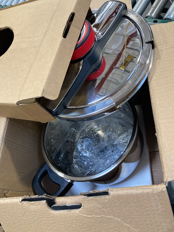 Photo 1 of Stainless Steel Pressure Cooker, 2 Gear Pressure Cooking Pot Stainless Steel Pressure Canner with Foldable Handle Universal Pressure Cooking Pot for Induction Gas Stove Open