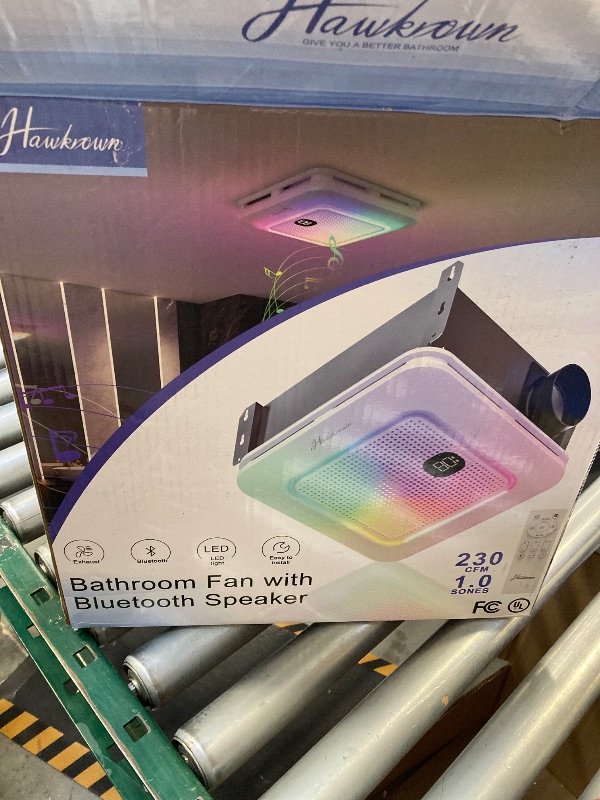 Photo 1 of Bathroom Exhaust Fan with Bluetooth Speaker, 230 CFM 1.0 Sone Bathroom Exhaust Fan with Light, 3 Dynamic Light, 7 LED Color, 3 Color Temperatures, Nightlight,Remote, Easy Install (Ivory)