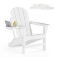 Photo 1 of FOR PARTS ONLY- Folding HDPE Adirondack Chair with 4 in 1 Cup Holder Tray Plastic Adirondack Chairs Weather Resistant Lawn Outdoor Fire Pit Chairs Patio Chairs- READ CLERK NOTES 