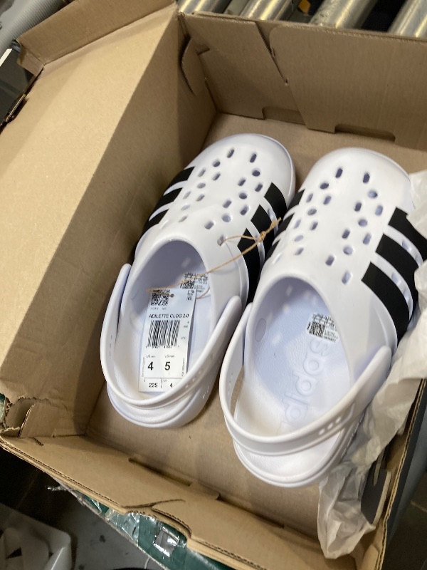 Photo 1 of adidas Unisex Adilette Clog 2.0 Slide Sandal, White/Black/White, 4 US Men