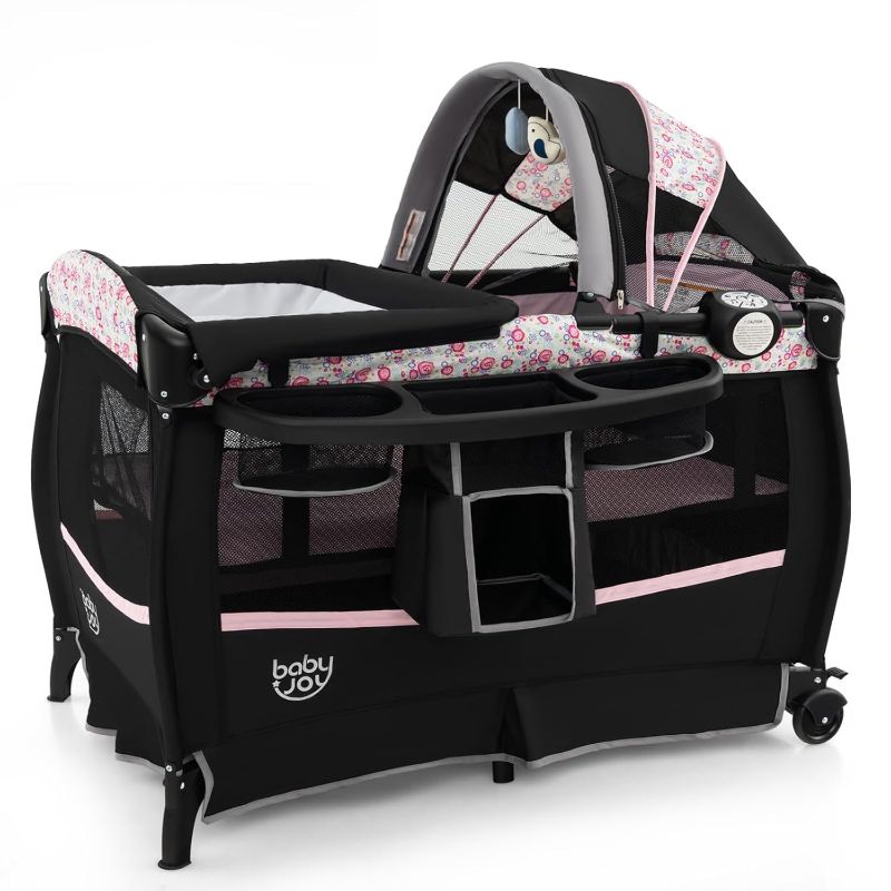 Photo 1 of STOCK PHOTO FOR REFERENCE ONLY-  Pack and Play, Portable Baby Playard with Bassinet & Flip-Away Changing Table, Canopy, Infant Bassinet with Storage Basket, Oxford Bag from Newborn to Toddlers 
