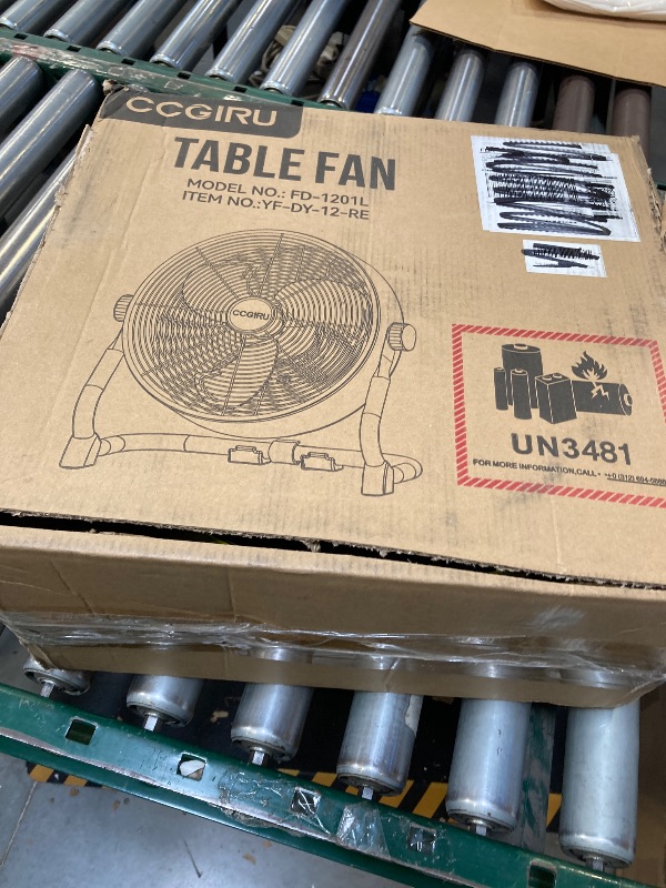 Photo 1 of 12 Inch Battery Operated Fan, Portable Rechargeable Cordless Fan High Velocity Heavy Duty Metal Floor Fan for Camping Hurricane Home Warehouse