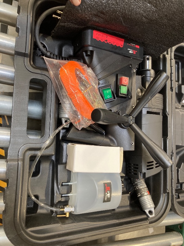 Photo 1 of S&F STEAD & FAST Mag Drill Press Kit, 1100W Portable Magnetic Drill, 700 rpm No Load Speed, Max Depth of Cut 2", Max Boring Diameter 1-9/16", Carrying Case