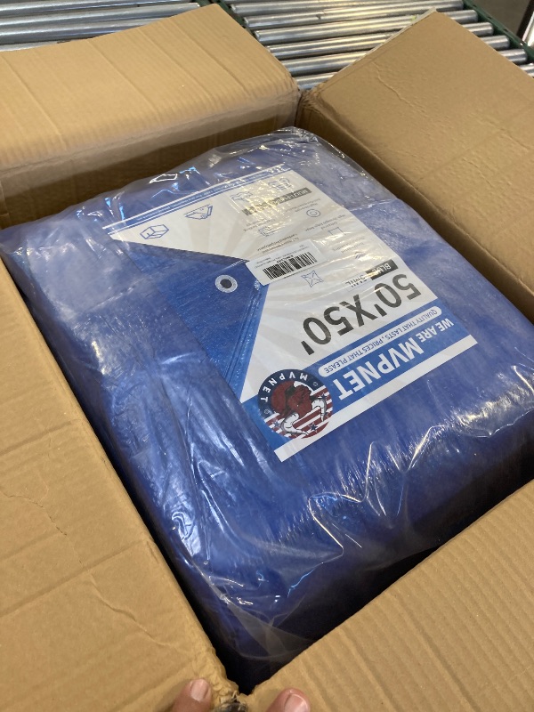 Photo 1 of Better Blue Poly Tarp 50' x 50' - Multipurpose Protective Cover - Lightweight, Durable, Waterproof, Weather Proof - 5 Mil Thick Polyethylene - by Xpose Safety