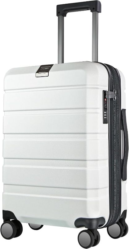 Photo 1 of KROSER Hardside Expandable Carry On Luggage with Spinner Wheels & Built-in TSA Lock, Durable Suitcase Rolling Luggage with USB Port, Carry-On 20-Inch, White