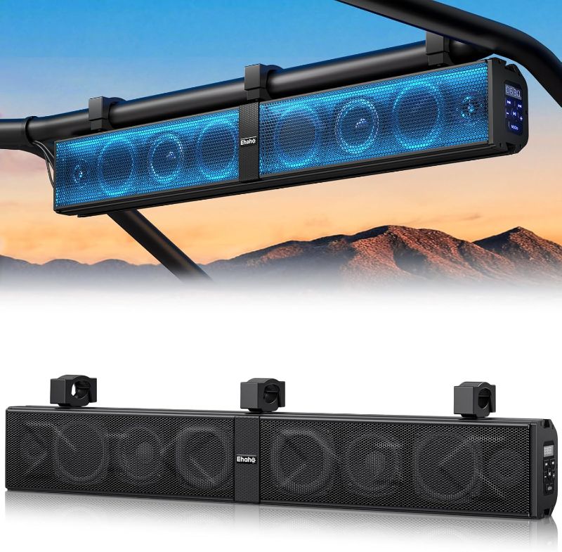 Photo 1 of 34 Inch UTV Sound Bar, ATV SoundBar Bluetooth with RGB Lighting, IP66 Waterproof Golf Cart Sound Bar, Amplified Powersports SXS SoundBar, UTV Speakers Compatible with Polaris RZR Can-Am