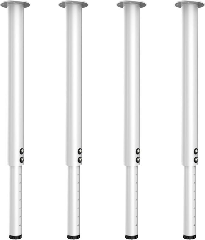 Photo 1 of Adjustable Table Legs,Metal Adjustable Height Desk Legs,Adjustable Furniture Legs for Table Computer Desk Dining Table Office Desk(White) (4 pcs 22" -35.5")