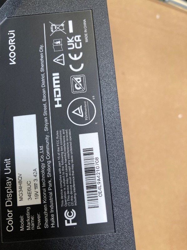 Photo 1 of KOORUI 34-inch Curved Ultrawide WQHD 3440×1440 Gaming Monitor, 165Hz 1000R- PIP/PBP, 1ms(MPRT), HDR400, DCI-P3 95%, FreeSync Premium, 1 x DP 1.4 & 2 x HDMI 2.0, Tilt Height Swivel Adjustment, 34E6UC