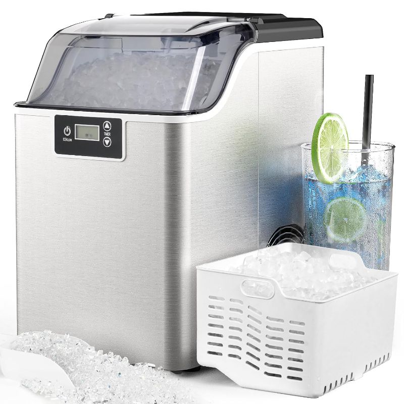Photo 1 of Kikihuose Ice Maker Countertop, Timed Ice Maker, Self-Cleaning Ice Maker Machine - 44lbs/24Hrs, Chewable Nugget Ice, Ice Scoop & Basket, for Home/Kitchen/RV