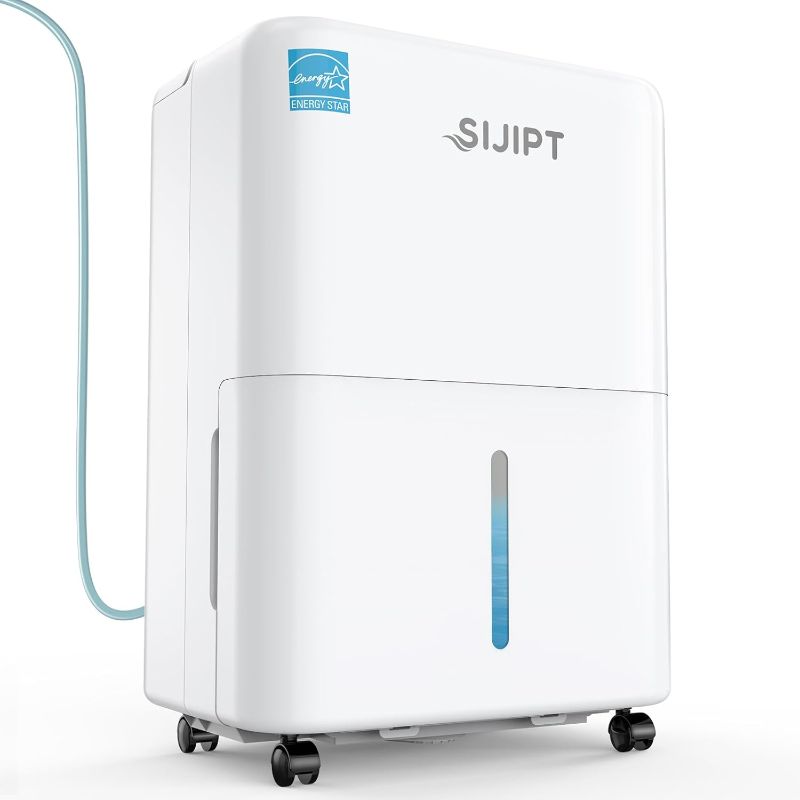 Photo 1 of 80 Pints Dehumidifier with Pump, Sijipt Energy Star Dehumidifier for Basement Home and Large Room with 6.56 inch Drain Hose, Auto-Shutoff 24H Timer, and Memory Starting
