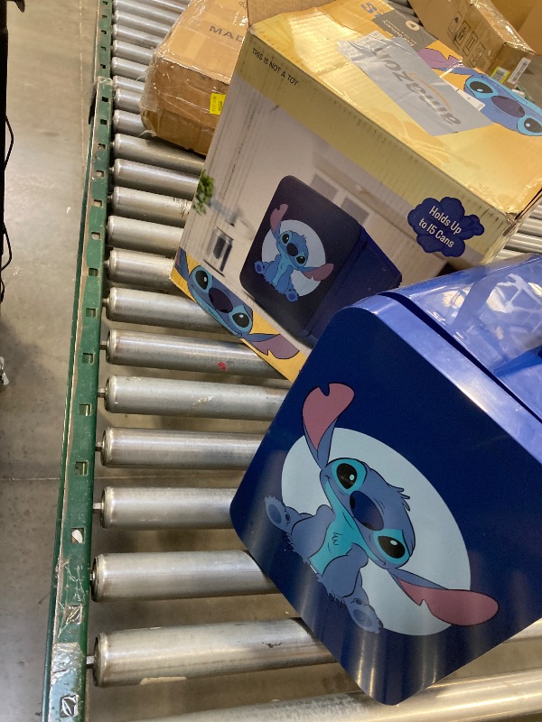 Photo 1 of Ukonic Disney Stitch Mini Fridge 10L, Holds 15 Cans, AC/DC, Portable Cooler for Snacks & Drinks – Bedroom, Office, Dorm – Great Gift for Fans