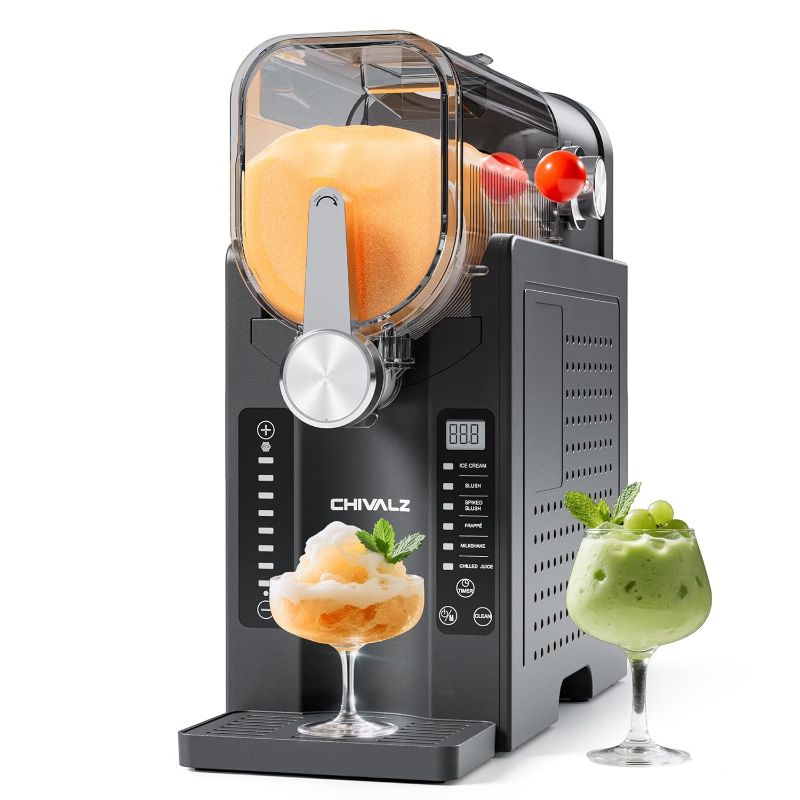 Photo 1 of Slushie Machine No Ice Needed, Slushy Machine for Home, CHIVALZ Frozen Drink Maker with 6 Preset Programs for Margaritas, Frappés, Milk Shake and More, LED Display, Auto Clean, Black, 1 Pack+6 Modes