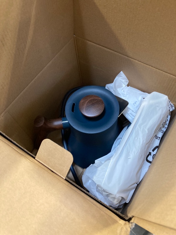 Photo 1 of  Corvo EKG Pro Electric Tea Kettle - Quick Heating, Precise Temperature Control Electric Kettle, Scheduling, Built-in Brew Timer for Boiling Water - Stone Blue with Walnut Handle - 0.9 Liter