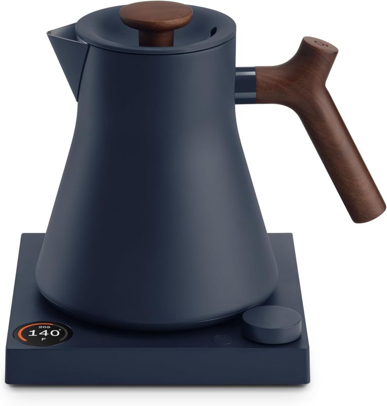 Photo 1 of  Corvo EKG Pro Electric Tea Kettle - Quick Heating, Precise Temperature Control Electric Kettle, Scheduling, Built-in Brew Timer for Boiling Water - Stone Blue with Walnut Handle - 0.9 Liter