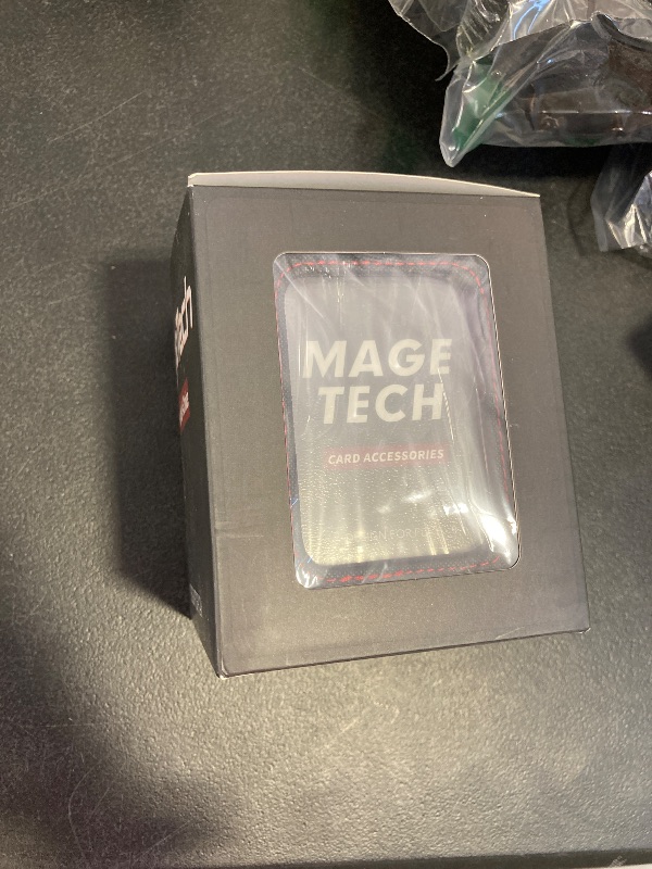 Photo 1 of Mage Tech Card Deck Box for MTG Commander - Patented Design, Commander Display, Fits 100 Double-Sleeved Cards, 35pt Card Brick & Dice Tray - Black/Red