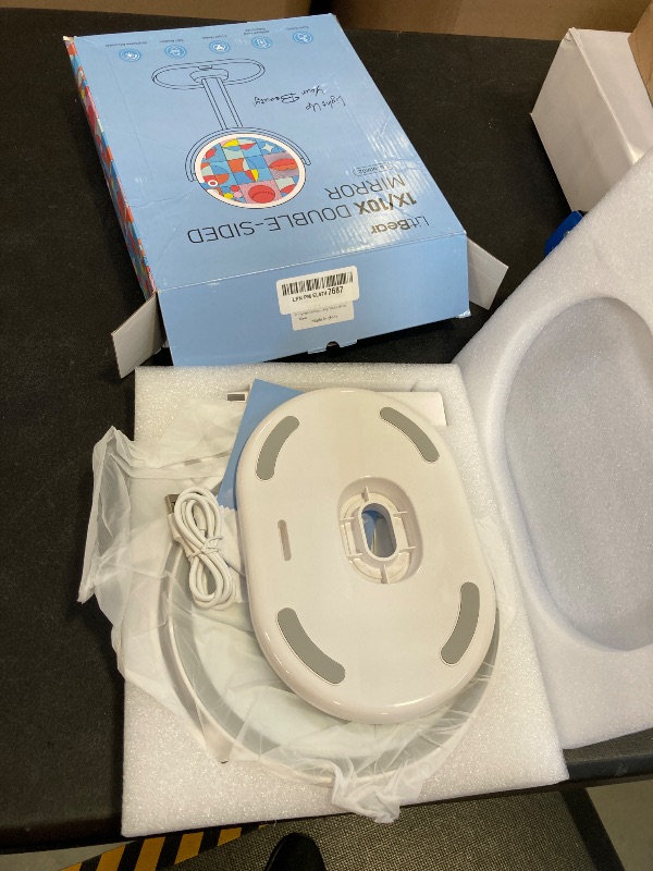 Photo 1 of 8" Large Lighted Makeup Mirror with 10X/1X Magnification, Rechargeable 4000mAh Lighted Makeup Mirror, Adjustable Travel Make Up Mirror with 3 Color Light