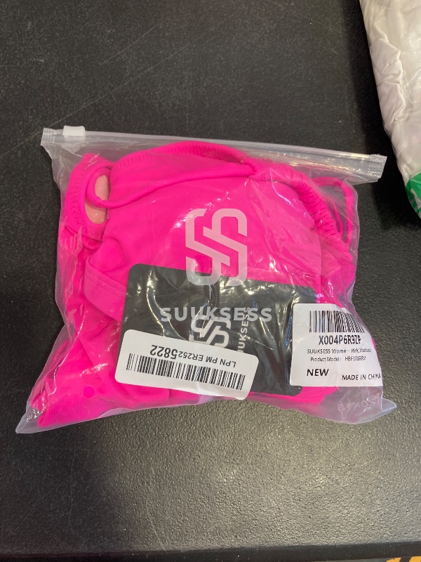 Photo 1 of SUUKSESS Women High Waisted String Bikini Sets Sexy Two Piece Cheeky Cutout Swimsuits High Cut Bandeau Bathing Suit(Hot Pink,Medium)