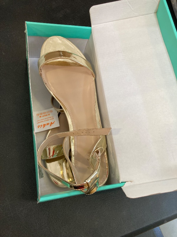 Photo 1 of Ankis Nude White Black Women Sandals Gold Silver Comfortable Strappy Open Toe Sandals for Women Dressy Summer 1 Inch Low Block Clear Pink Taupe Heel Flat Adjustable Ankle Strap Wide Available Shoes SIZE 12