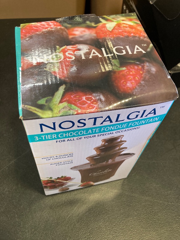 Photo 1 of Nostalgia 3 Tier Electric Chocolate Fondue Fountain Machine for Parties - Melts Cheese, Queso, Candy, and Liqueur - Dip Strawberries, Apple Wedges, Vegetables, and More - 8-Ounce - Brown