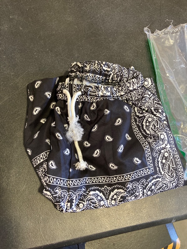 Photo 1 of COZYEASE Boys' Graphic High Waisted Paisley Print Shorts with Pocket, Black and White, 13-14Y