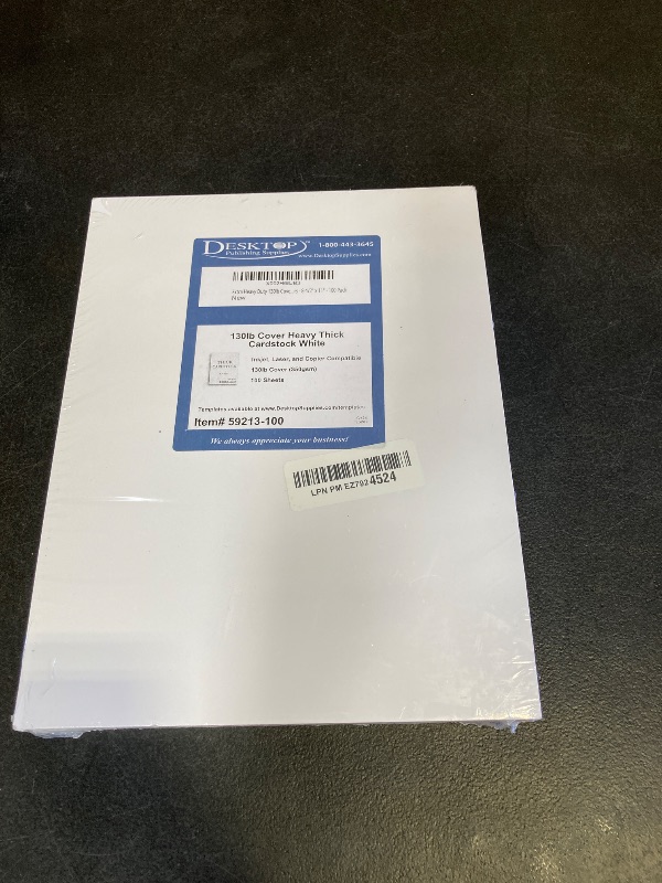 Photo 1 of Extra Heavy Duty 130lb Cover Cardstock - Bright White - 350gsm 17pt Thick Paper for Inkjet & Laser Printers - 8-1/2" x 11" - 100 Pack