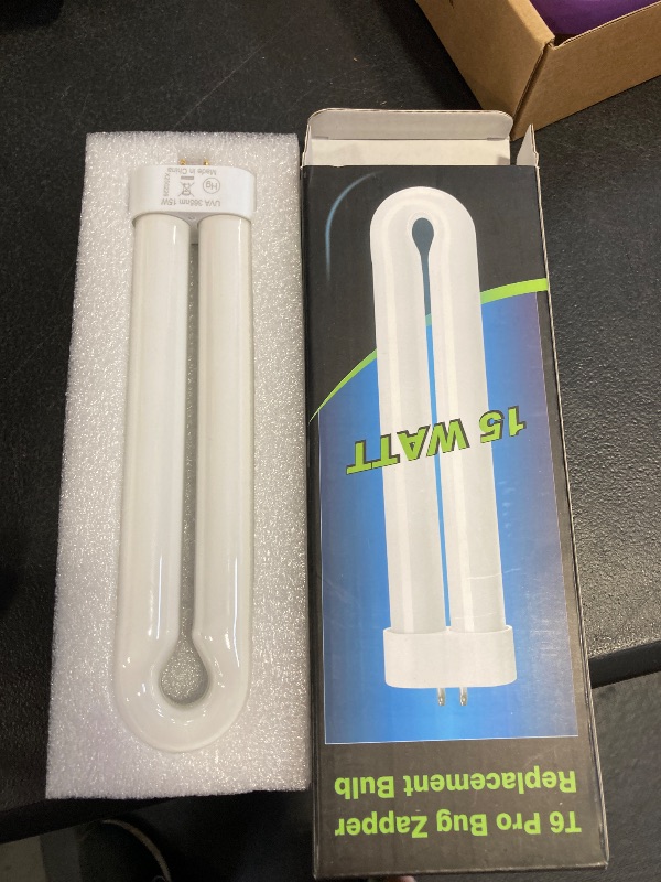 Photo 1 of GOOTOP Replacement Bulb for Zap T6 Pro, K15, T9,X3 Bug Zapper, 15W, 4-Pin Base, U-Tube Bulb Twin Tube Bulb