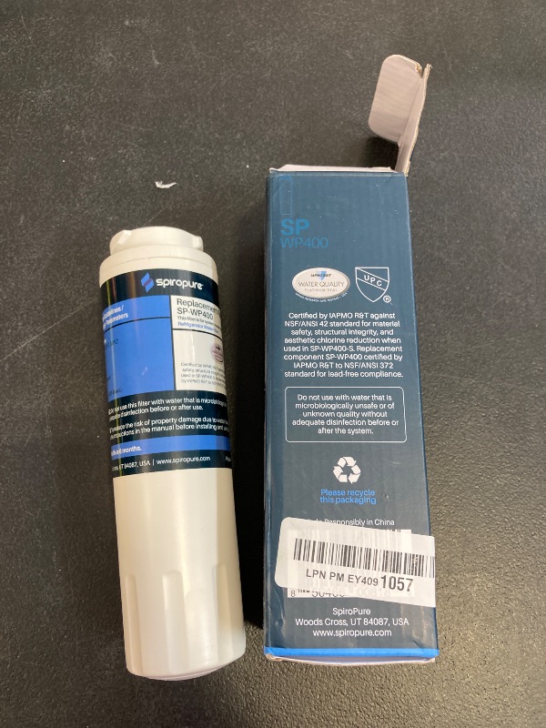 Photo 1 of SpiroPure SP-WP400 NSF Certified Refrigerator Water Filter Replacement for UKF8001, UKF8001AXX, Filter 4, EDR4RXD1, UKF8001AXX-200, UKF8001AXX-750, Puriclean II, 9006 (1 Pack)
