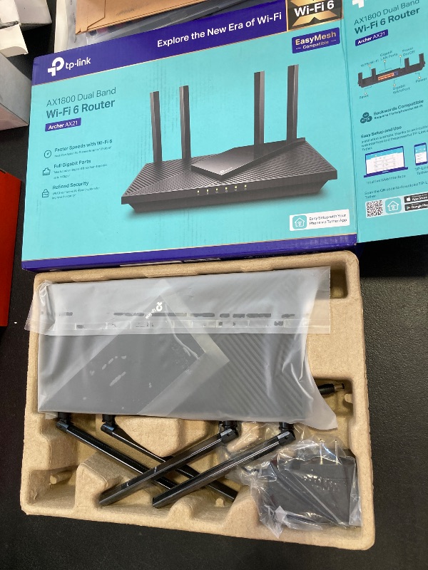 Photo 1 of TP-Link AX1800 WiFi 6 Router V4 (Archer AX21) – Dual Band Wireless Internet, Gigabit, Easy Mesh, Works with Alexa - A Certified for Humans Device, Free Expert Support
