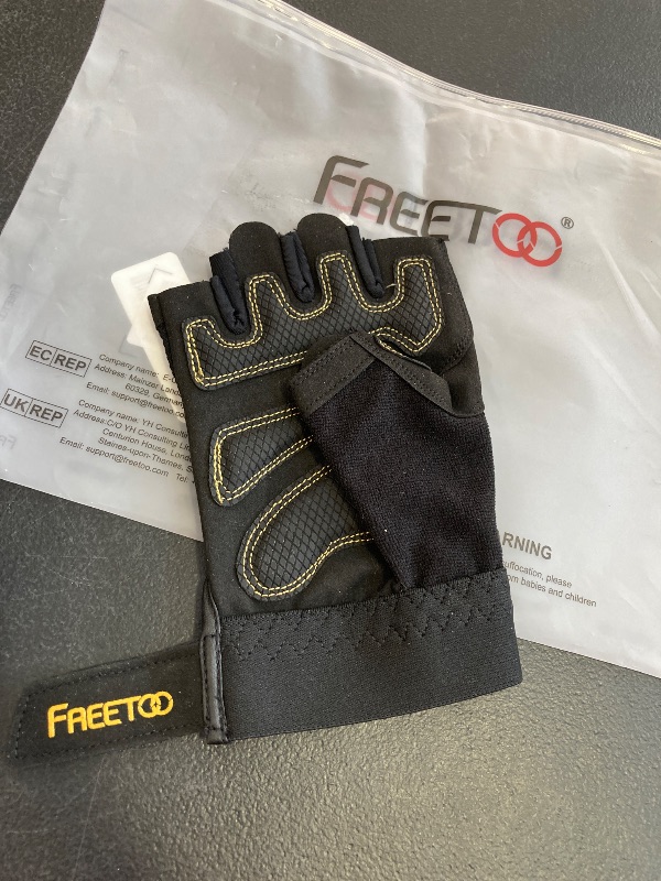 Photo 1 of FREETOO Workout Gloves for Men, [Full Palm Protection] [Ultra Ventilated] Weight Lifting Gloves with Cushion Pads and Silicone Grip Gym Gloves Sturdy Training Gloves for Exercise Fitness just the right hand 