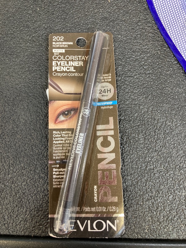 Photo 1 of Revlon ColorStay Pencil Waterproof Eyeliner, Smudge-Proof, Eye Makeup with Built-In Sharpener, 202 Black Brown, 0.01 oz