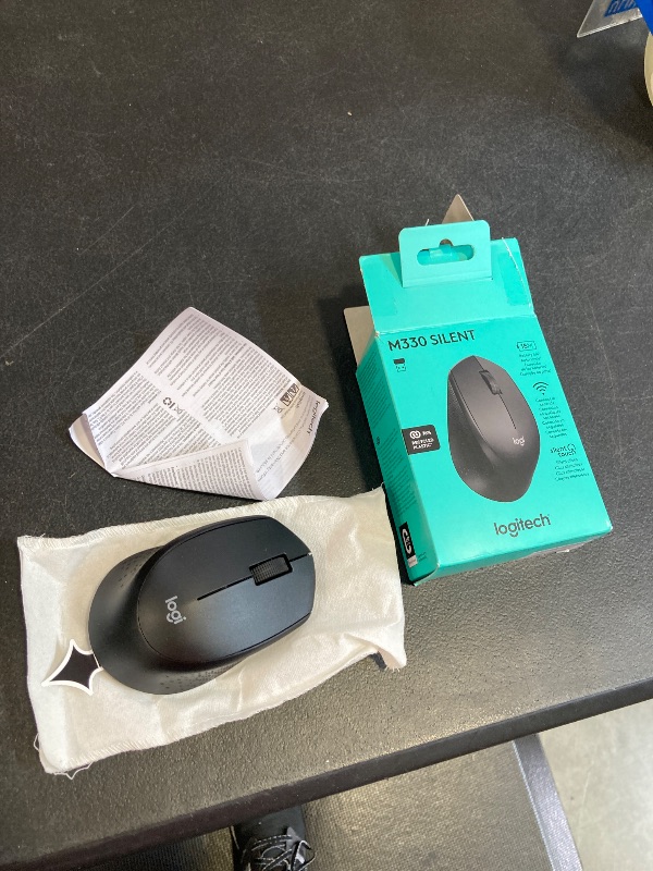 Photo 1 of Logitech M330 SILENT Wireless Mouse, 2.4GHz with USB Receiver, Optical Tracking, Quiet & Lightweight, Long Battery Life, for PC, Mac, Laptop, Chromebook - Black