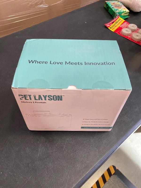 Photo 1 of PET LAYSON Pumpless Cat Water Fountain, Smart Cordless Fountains Battery Operated, 3.6L/122oz with Maglev Valve Technology Rechargeable Water Dispenser for Cat &Dog 2 Filters,2 Nozzles(White, M1) sealed