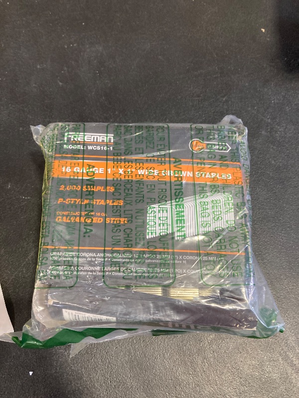 Photo 1 of Freeman WCS16-1 16-Gauge 1" Glue Collated Galvanized Wide Crown Staples 1" Crown (2000 Count)