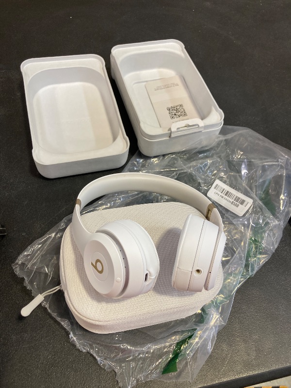Photo 1 of Beats Solo 4 - Wireless Bluetooth On-Ear Headphones, Apple & Android Compatible, Up to 50 Hours of Battery Life - Warm White (Renewed)