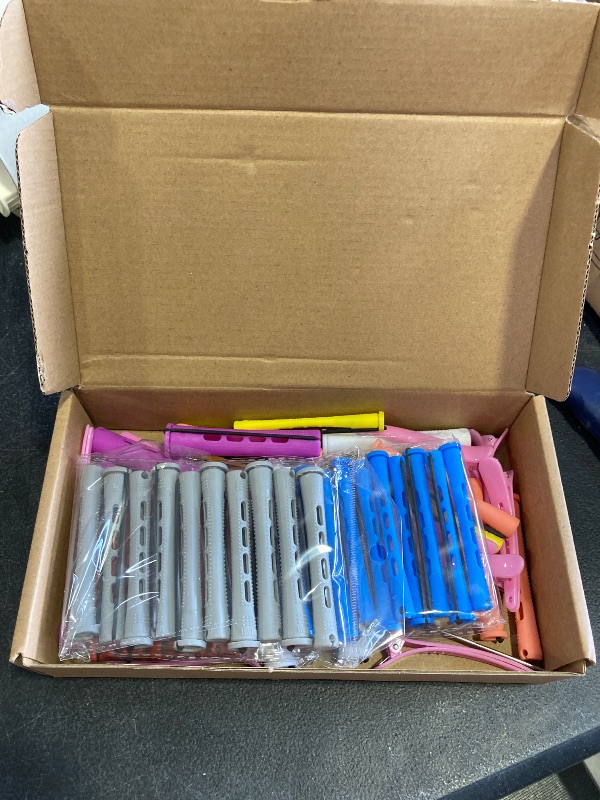 Photo 1 of 60 Pcs Perming Rods Set - 8 Sizes Cold Wave Rollers with Rat Tail Combs, Clips for Long and Short Natural Hair Styling, Hairdressing Kit