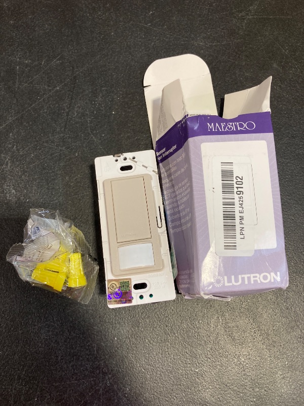 Photo 1 of Lutron Maestro Motion Sensor Light Switch Indoor for Bathroom, Garage, Laundry Room, Any Bulbs, Occupancy Vacancy Sensor, Single-Pole, MS-OPS2-TP, Taupe