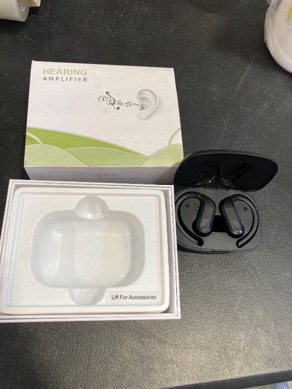Photo 1 of Rechargeable BTE Hearing Aids for Seniors and Adults, Standard Black Model for Severe Hearing Loss with Noise Cancellation and 5 Adjustable Volume Levels, Black Standard Version