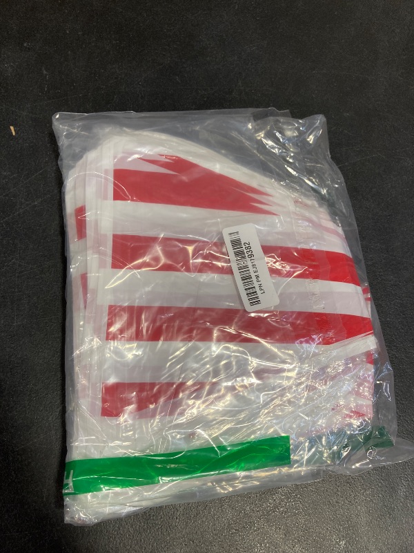 Photo 1 of 328ft 200 Pcs Carnival Circus Party Decorations Supplies, Red and White Striped Pennant Banner Flags String Triangle Circus Carnival Bunting Banner for Celebration Supplies